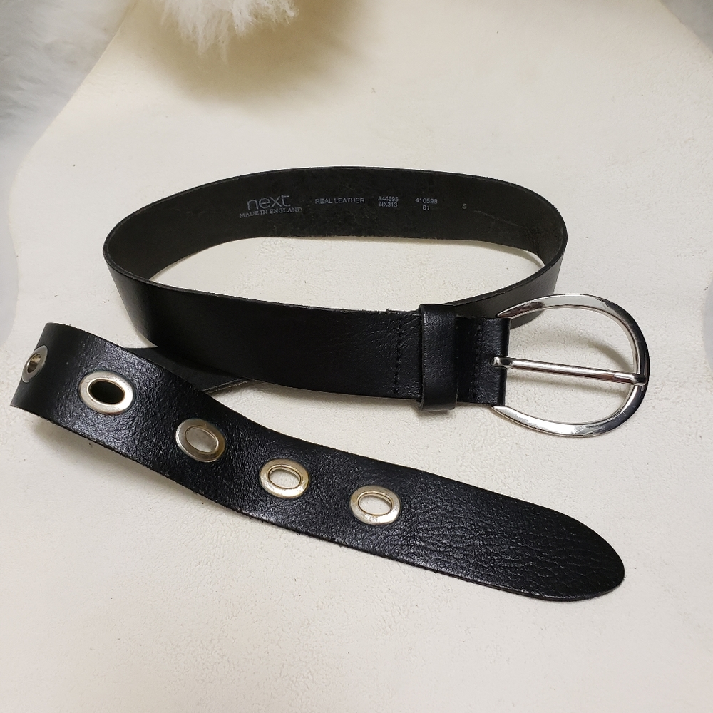 Next Made in England Black Real Leather Belt